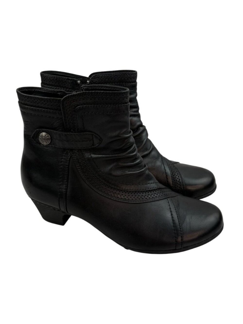 -Rockport by Cobb Hill Abbott Panel Ankle Boots Size 7.5 Black Leather Comfort